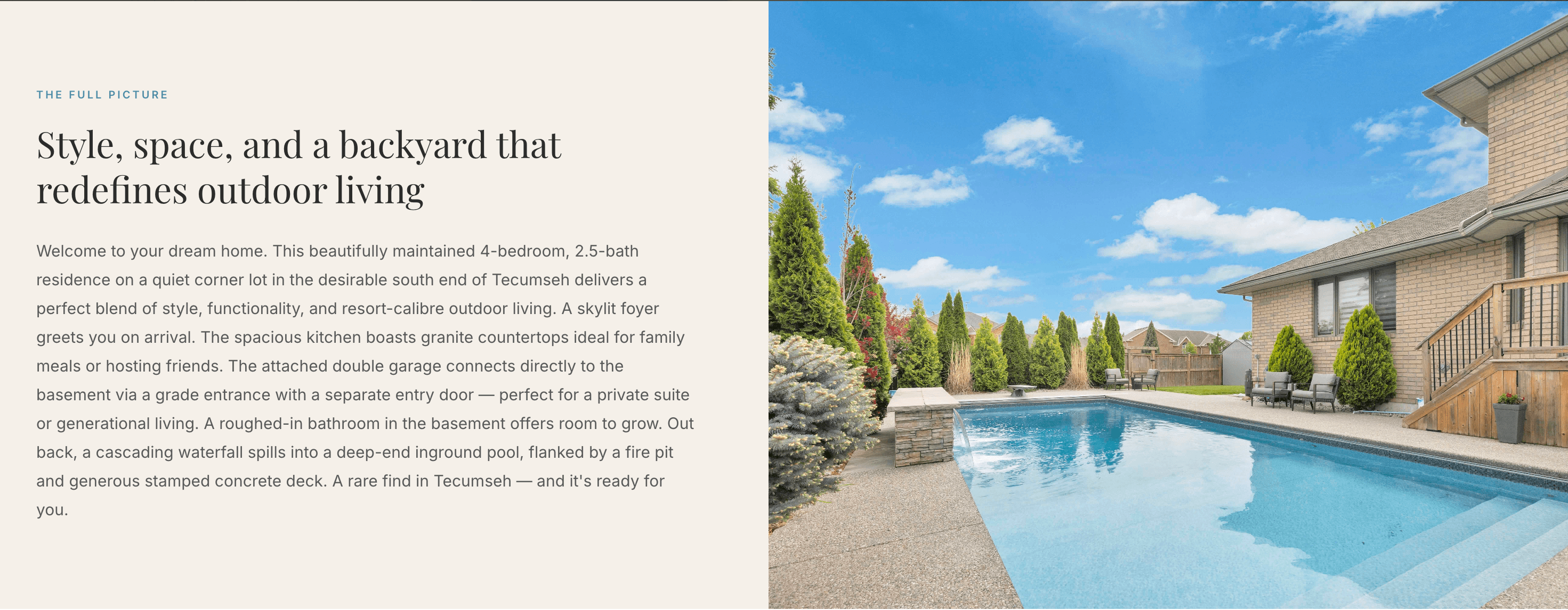 Backyard with an inground pool and a stamped-concrete deck