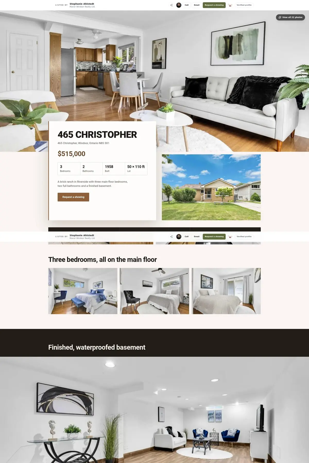 The 465 Christopher listing page, scrolling