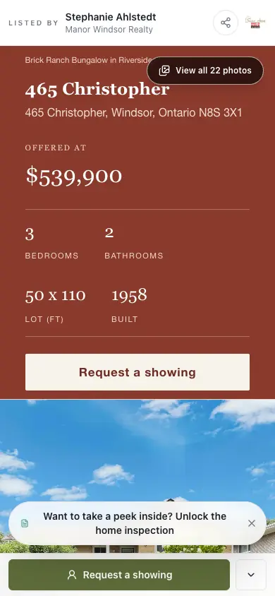 The 465 Christopher listing page on a phone